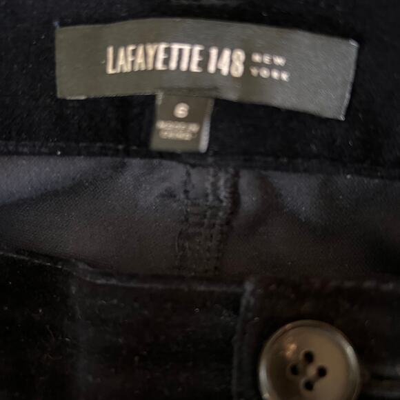 Lafayette 148 Pants Navy Blue Velour Straight Leg Classic Minimalist Size 6 - Picture 7 of 10